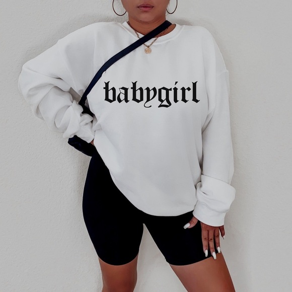 Graphic “Baby Girl” Crew Neck Long Sleeve Sweatshirt - Picture 1 of 2